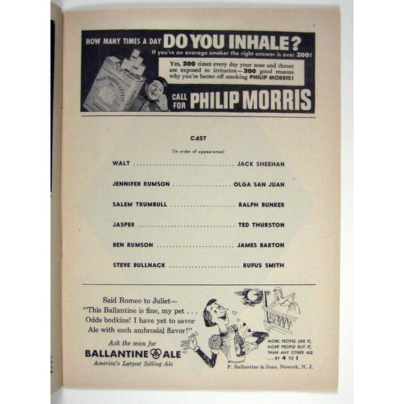 Paint Your Wagon Playbill February 1952 San Juan James Barton Postcard Ticket - Picture 5 of 11